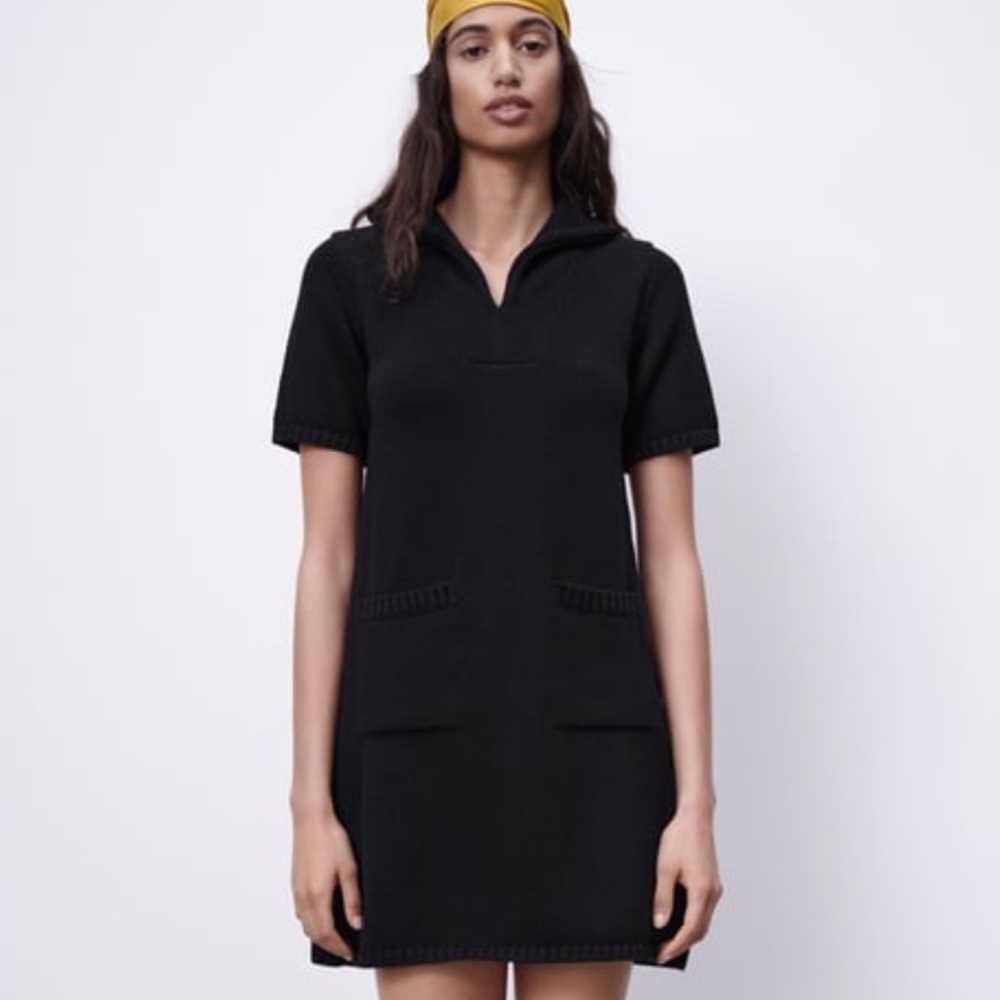 Zara Polo Collar Knit Dress S